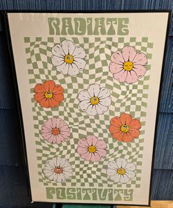 Radiate Positivity Framed Retro Floral Poster