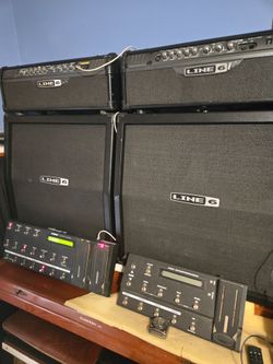 2 Line6 Spider half stacks with FBV footswitches