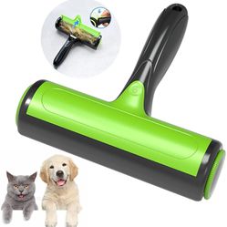 REUSABLE Pet Cat Dog Animal Hair Fur Lint Remover Roller Couch Carpet Bed Green New MWT