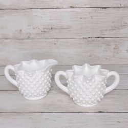 Vintage Fenton Hobnail Creamer & Sugar Bowl PRICE FIRM