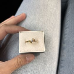 14k Yellow Gold Floral Ring With .34 Carat Diamond