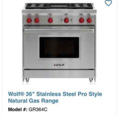 New wolf 36" stainless steel gas stove