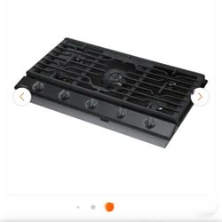 Samsung 36 Inch 5 burner Gas Cooktop In Fingerprint  Resistant Black Stainless Steel With Power Buner and Wi-fi