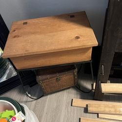 Wood Table And Mirror 