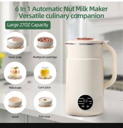 6 In 1 Automatic Nut Milk Maker - 27 Oz(800ml) For Almond/Oat/Soy Milk And Dairy Free Beverages, With Delay Start/Self-Cleaning/Boil Water/Juice, With