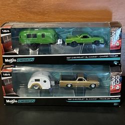 Maisto Diecast Chevy El Caminos And Trailers 