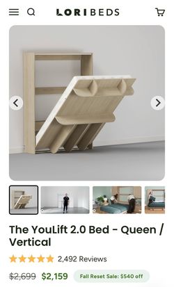 Lori Beds YouLift 2.0 Queen Murphy Bed