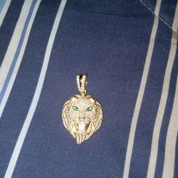 18K Gold Plated Over Sterling Silver + CZ Stones Pendant 