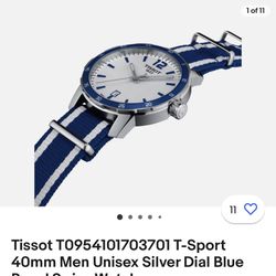 Tissot T0(contact info removed)03701 T-Sport 40mm Men Unisex Silver Dial Blue Bezel Swiss Watch