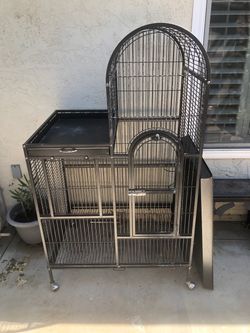 Large Metal Bird Cage on Wheels