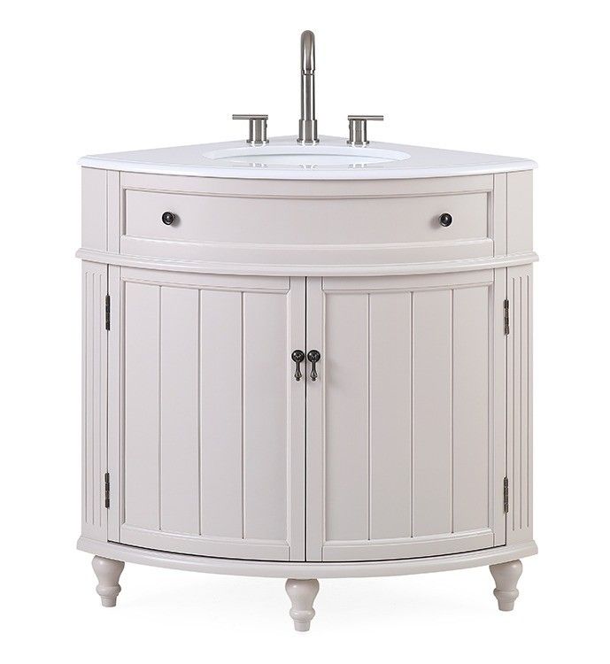 24" Thomasville Taupe Modern Corner Bathroom Vanity -