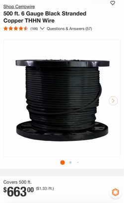 #6 THHN copper wire 500ft new price of each