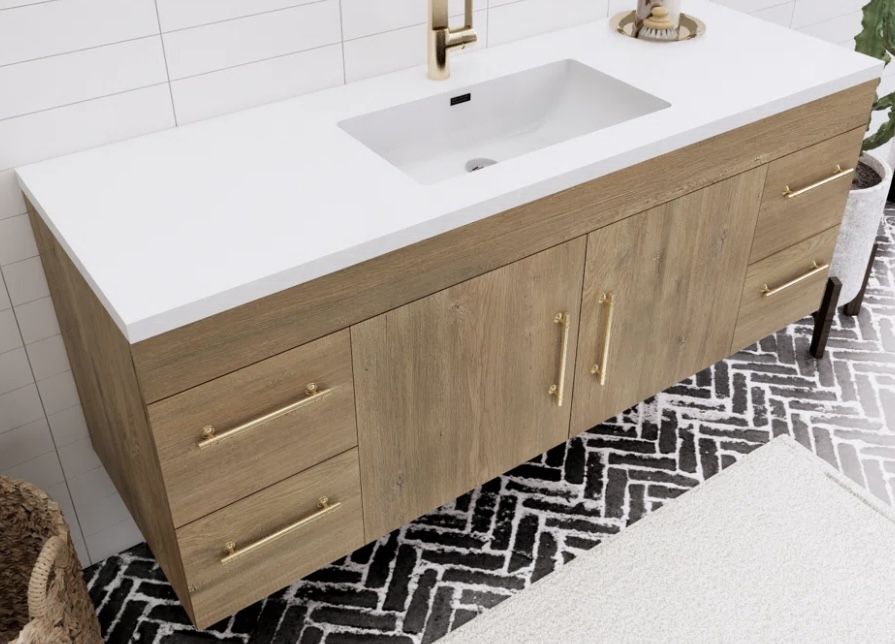 NEW :: Single Spring Teak Bathroom Vanity :: 60 " ::