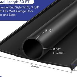 30 ft Garage Door Seals Bottom Rubber 5/16 Inch T-end 3 3/4 Inch Width Black Garage Door Weather Stripping