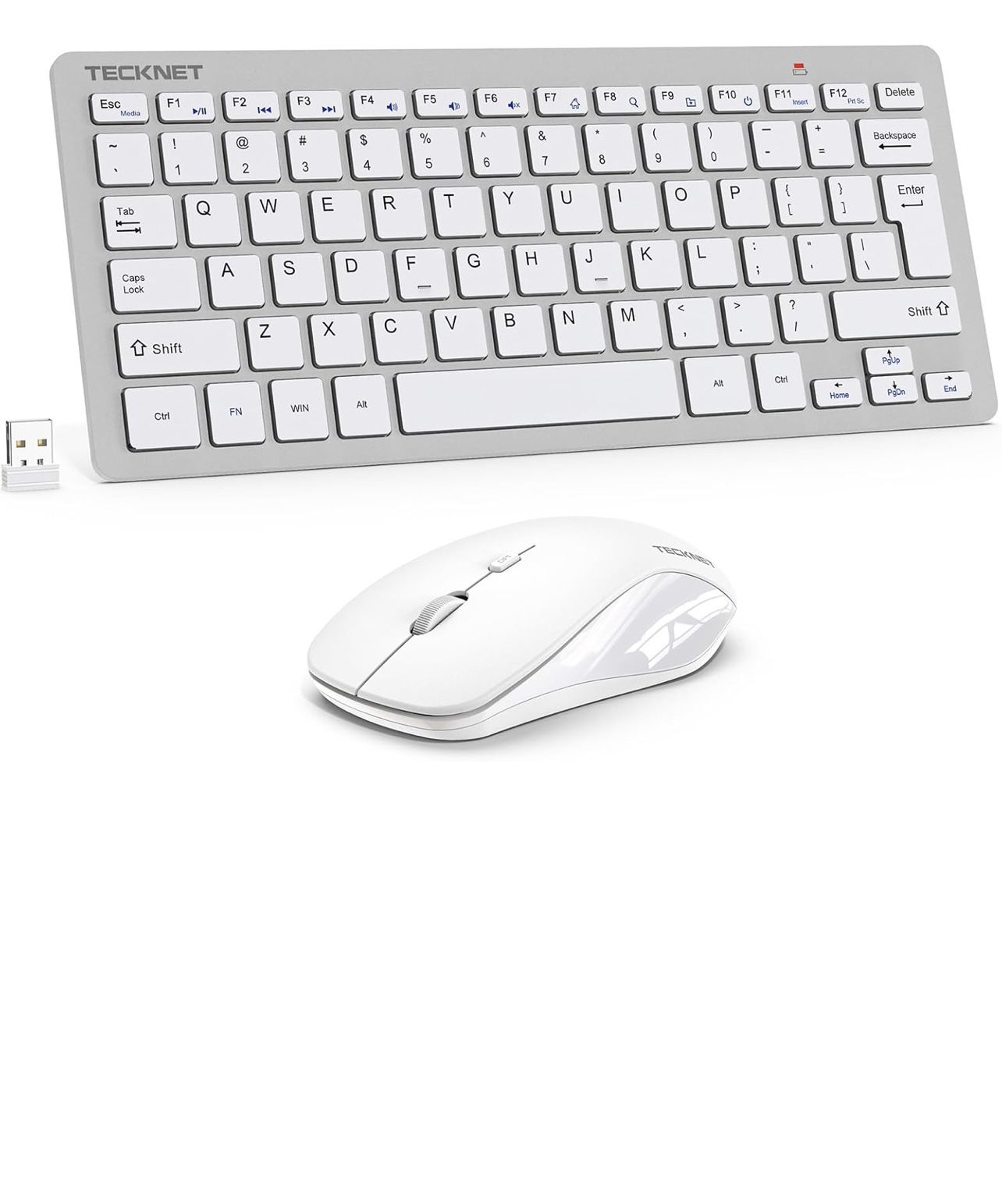 TECKNET Wireless Keyboard and Mouse Combo, Mini Cordless Computer Keyboard and Mouse Set 2.4GHz, Silent Adjustable 1600 DPI, Quiet Click, Lag-Free for