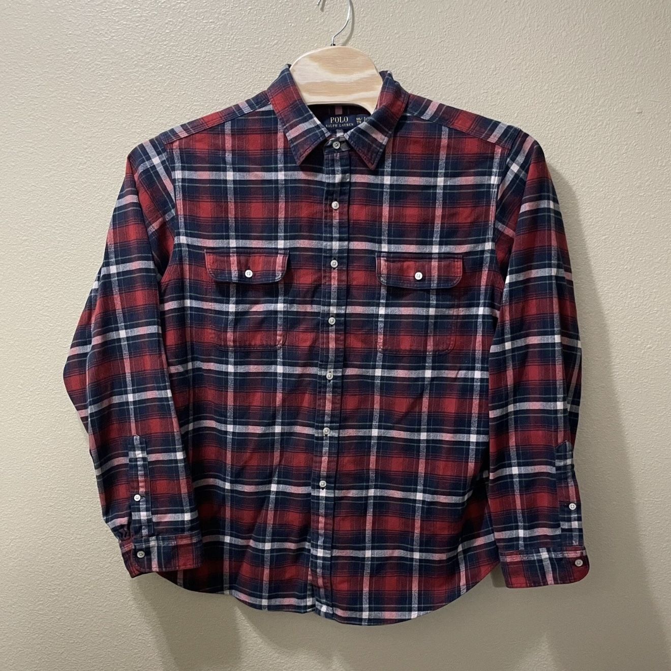 Men’s XXL Polo Ralph Lauren Red Plaid LS Button Front Flannel Shirt