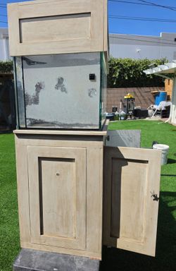 Glass Aquarium Tank with Wood Cabinet Stand