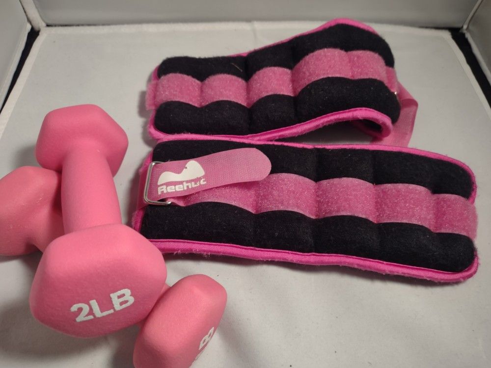 Four Piece Pink2 Lb Dumbbell And Ankle /Wrist Weights