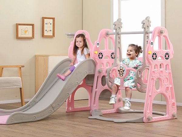 Toddler Slide and Swing Set 4 in 1 Toddler Playground with Swing Slide Climber 