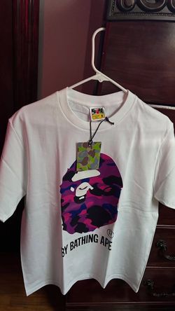 White and purple camo bape tee