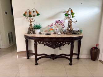 Solid Hardwood and Granite Entryway Table