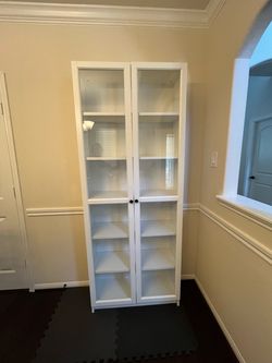 Upgraded IKEA Billy Bookcase with Glass Display Doors - Excellent Condition (80"x31”)