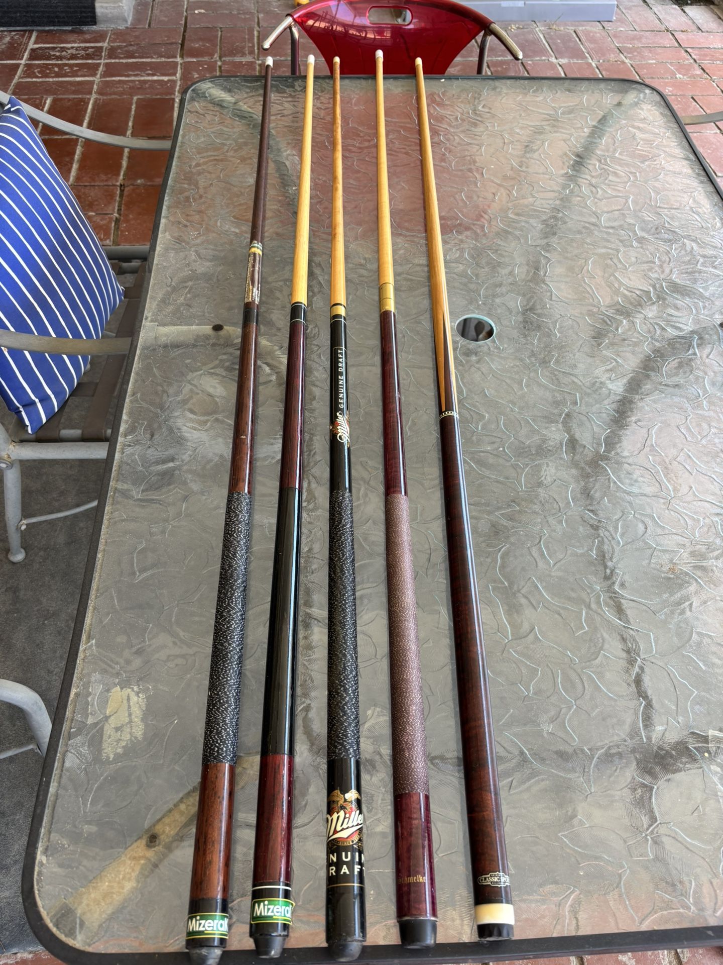 Assorted Billiard Cue Sticks Lot Of 5