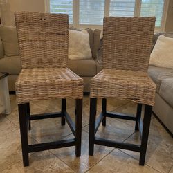 Wicker Beige Dining Chairs 