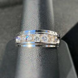 Jewelry 10k white gold 1.50CTW Natural Diamond Wedding Band Channel Set Ring sz 9.50