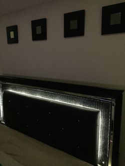 Black Bed Queen or King LED lights BED