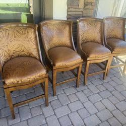 Custom Leather Wooden Stools 