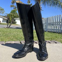 English Black Leather Equestrian Riding Boots 