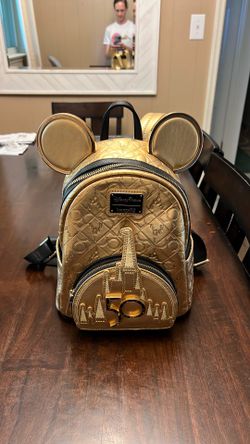Loungefly Disney 50th Gold Plated Anniversary Backpack