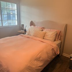 ✨ Upholstered Queen Bed Frame – Gently Used (Only 2 Months!) – $150 OBO – Need Gone ASAP ✨
