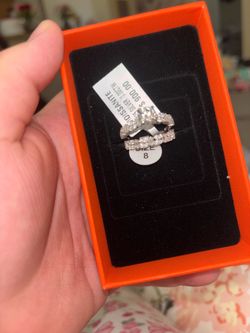 Size 8 moissanite wedding set with stackable band