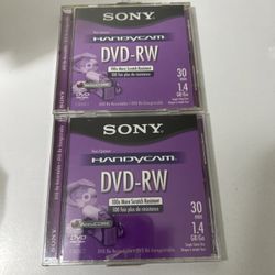 5 Sony Handycam DVD-RW 30min 1.4GB Single Sided Disc New Re-recordable Read Desc