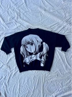 Black Misa Amane cropped sweater with white graphic