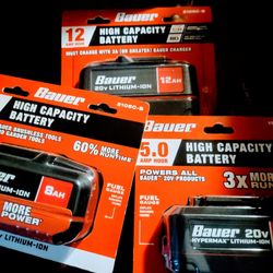Bauer 12.0, 8.0 And 5.0 Batteries