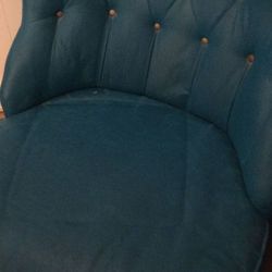 2 Antique Teal Gold French Slipper Chairs $200