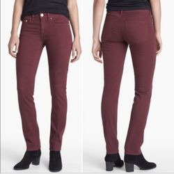 TORY BURCH Maroon Dark Red High Waisted Super Skinny Jeans