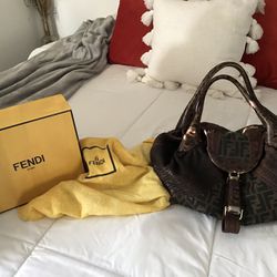 Authentic Fendi Spy Bag Tortoise Trim & Zucca Brown 