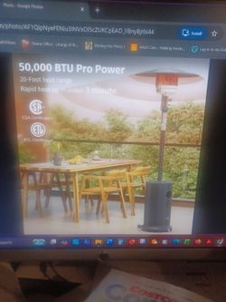 East Oak 50,000 BTU Patio Heater: H 86.61" x W 17.91" Base plus Free Dust Cover