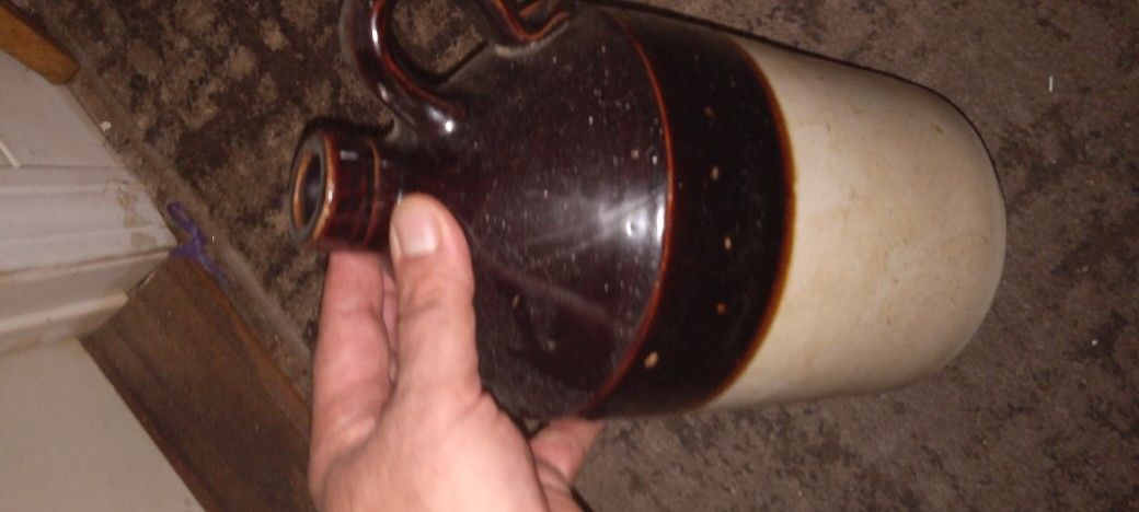 Antique No Leak 1 Gallon Thumb Knob Whiskey Ceramic Jug