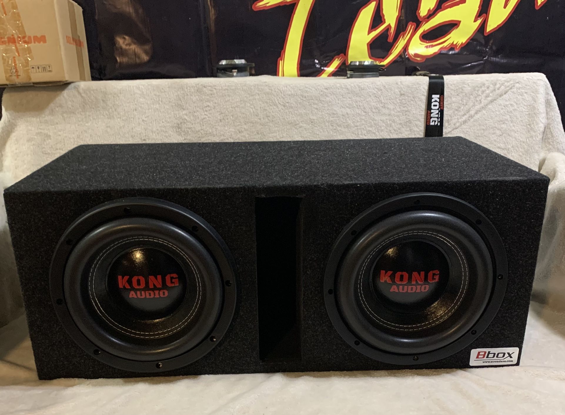 Brand New 10” Kong Car Audio Subwoofers + New Ported Enclosure
