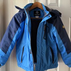 Boys Snow Windproof/Waterproof Winter Jacket, Fleece Lined with Hood (Size M/8)