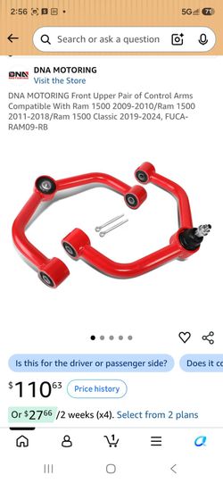 DNA Motoring Front Upper Control Arm for Ram 1500 one arm only