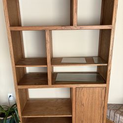 Oak Finish Bookshelf - curio Display 
