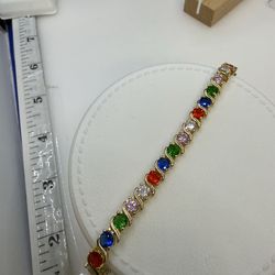 18k plated bracelet high quality 7.5” cubic zirconia stones Pulcera de enchape laminado de Brazil 7.5” Alta calidad piedras finas de zirconia