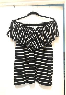 AVA & VIV . Blue and white stripes off the shoulder top XXL