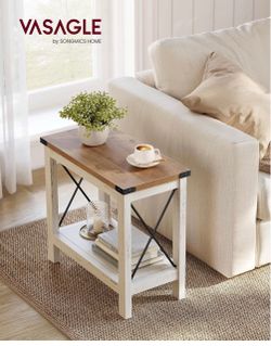 VASAGLE Farmhouse End Table with Bottom Shelf